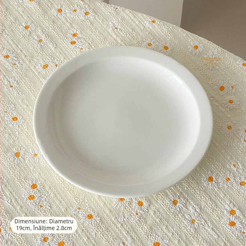 Farfurie ceramică franțuzească retro pentru uz casnic, cu design în relief; farfurie rotundă pentru deserturi și prăjituri, platou pentru gustări