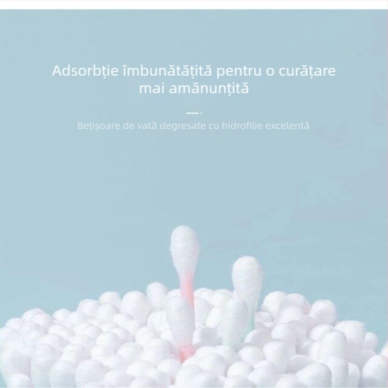 Set de bețișoare pentru urechi din PVC albastru, cu capete duble, de unică folosință, pentru copii