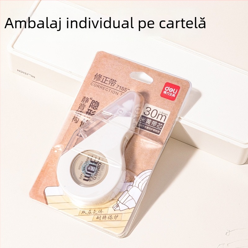Deli 71551B bandă corectoare silențioasă, pachet pentru elevi cu capacitate mare, articole de papetărie