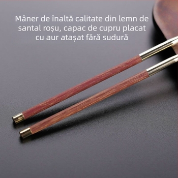 Lingură pentru urechi cu mâner din santal roșu și cap din oțel inoxidabil, cupă rotundă în stil retro
