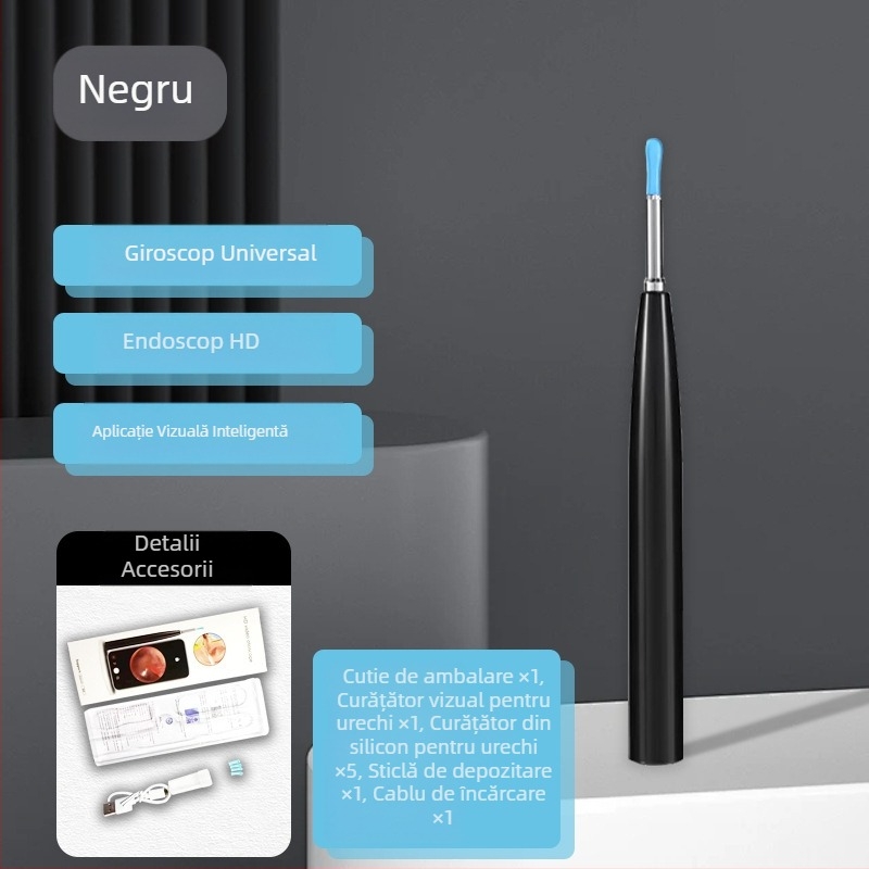 Lingură vizuală fără fir cu endoscop USB pentru urechi, nas și cavitatea bucală