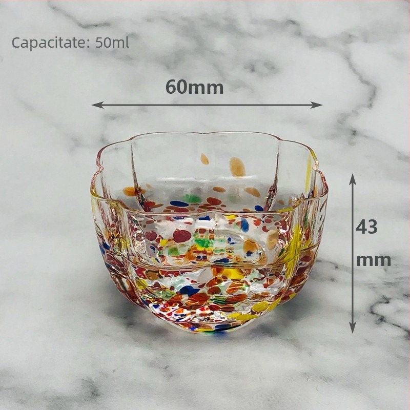 Set japonez din sticlă colorată în stil japonez pentru băuturi: carafă de sake, carafă de vin alb și accesorii pentru vin de prune – realizat manual pentru uz casnic