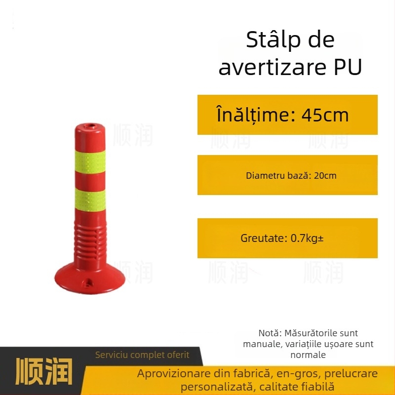 Stâlp plastic de avertizare pentru siguranța traficului, cu suprafață reflectorizantă, barieră de separare, stâlp elastic PU