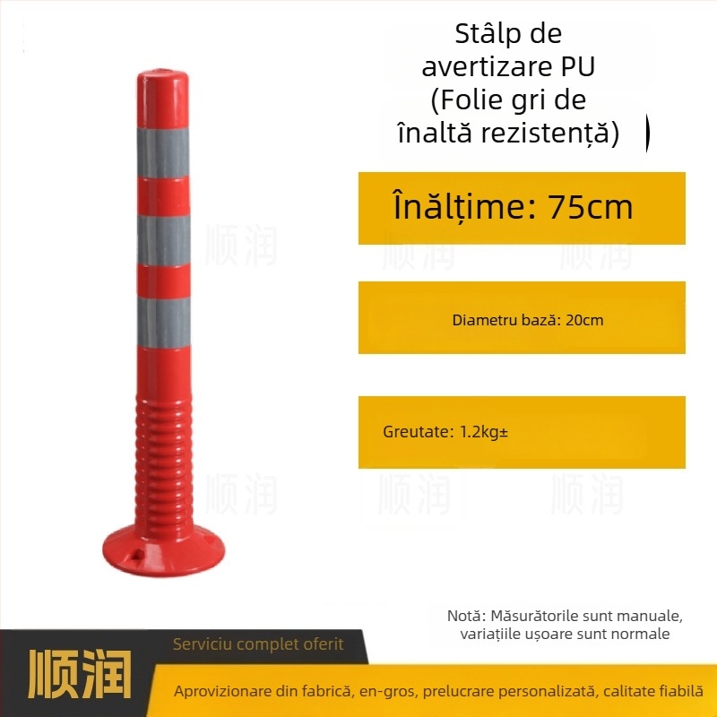 Stâlp plastic de avertizare pentru siguranța traficului, cu suprafață reflectorizantă, barieră de separare, stâlp elastic PU