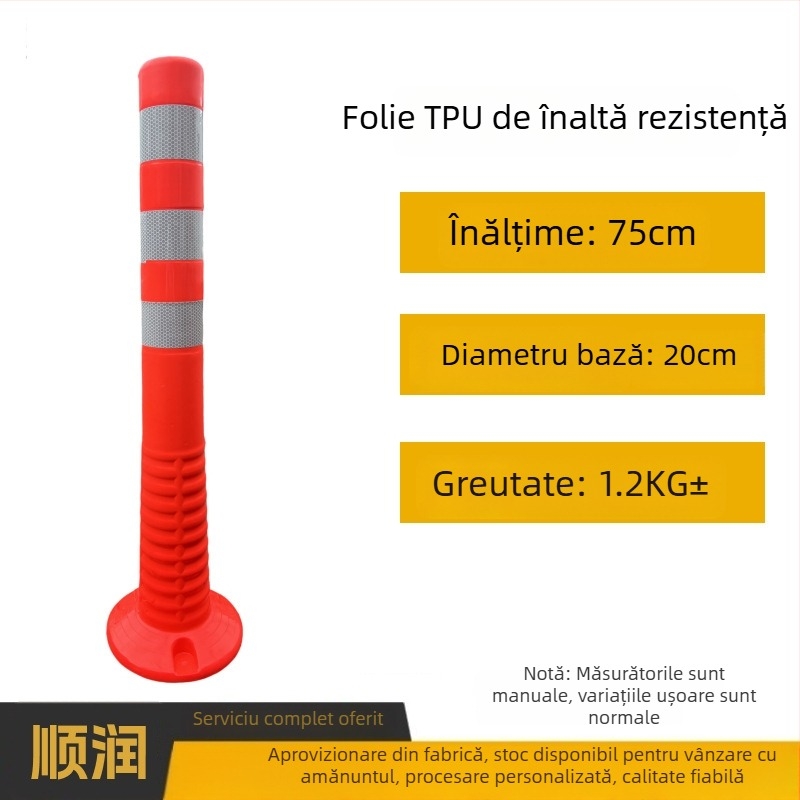 Stâlp plastic de avertizare pentru siguranța traficului, cu suprafață reflectorizantă, barieră de separare, stâlp elastic PU