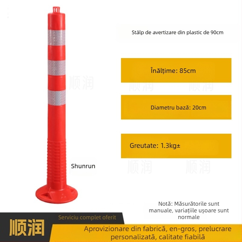 Stâlp plastic de avertizare pentru siguranța traficului, cu suprafață reflectorizantă, barieră de separare, stâlp elastic PU