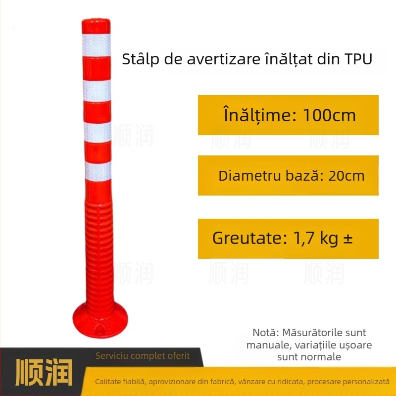 Stâlp plastic de avertizare pentru siguranța traficului, cu suprafață reflectorizantă, barieră de separare, stâlp elastic PU