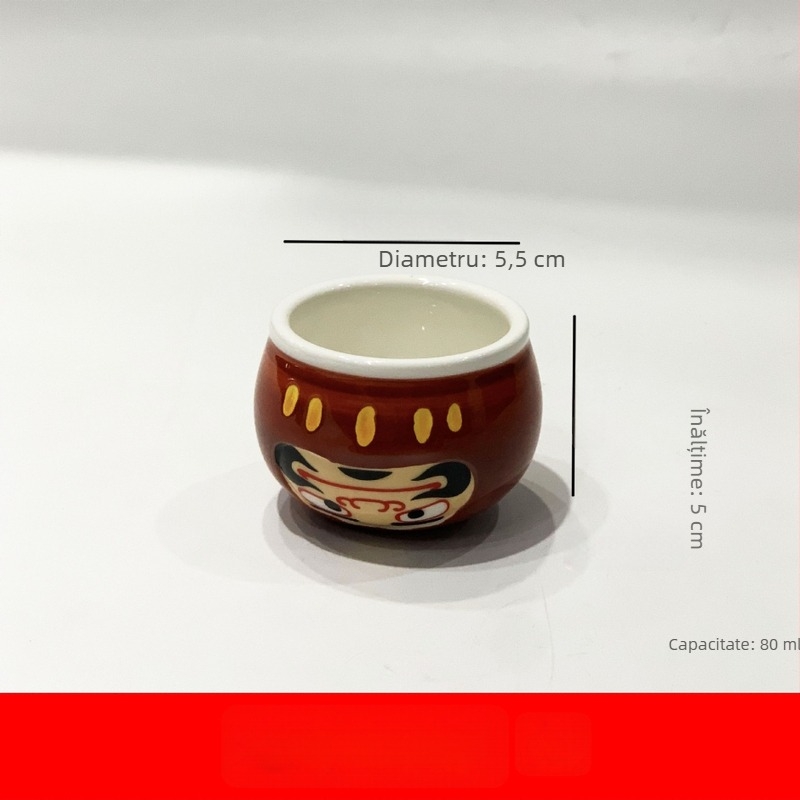 Cană de sake în stil japonez cu Daruma pictat manual, set cu un vas și două căni pentru Shochu, serviciu ceramic retro pentru vin într-o cutie cadou