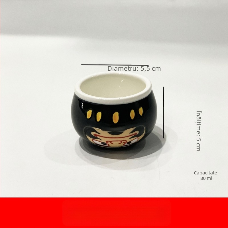 Cană de sake în stil japonez cu Daruma pictat manual, set cu un vas și două căni pentru Shochu, serviciu ceramic retro pentru vin într-o cutie cadou