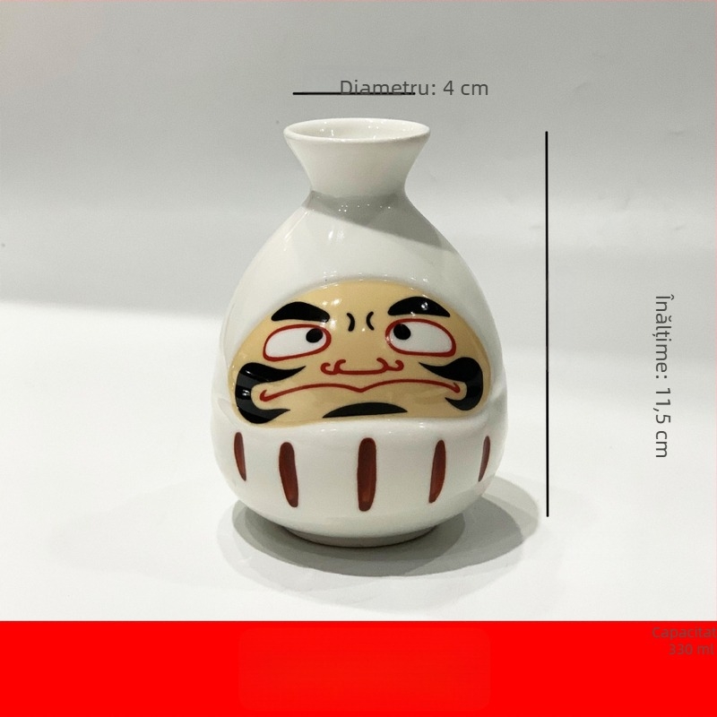 Cană de sake în stil japonez cu Daruma pictat manual, set cu un vas și două căni pentru Shochu, serviciu ceramic retro pentru vin într-o cutie cadou