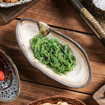 Set ceramic de masă cu glazură subglazură, design retro creativ — farfurie pentru sushi și sashimi, farfurie pentru feluri reci, farfurie mică