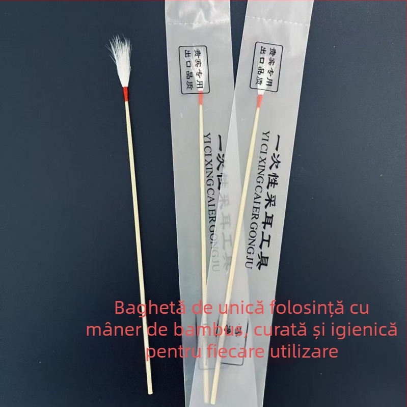 Instrumente de curățare a urechilor pentru tehnicieni: ace de argint, bețe din pene de gâscă, pene de găină și pene de coadă de cal, linguri pentru curățarea urechilor