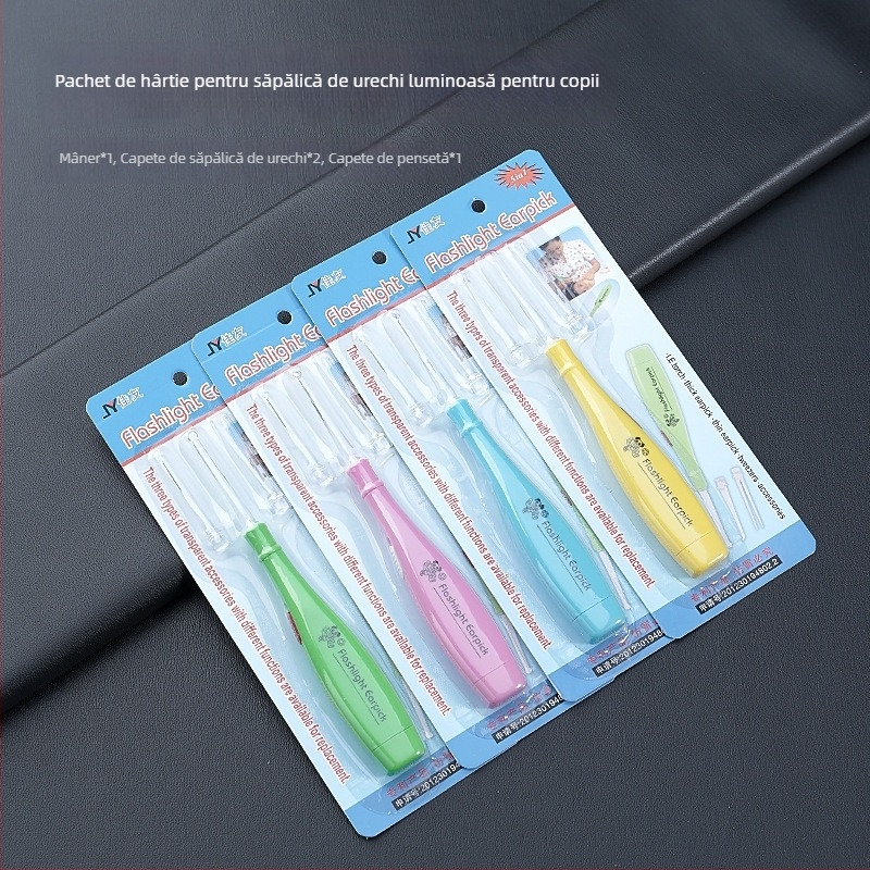 Set de bețișoare pentru urechi cu lumină pentru copii și adulți – instrument de îndepărtare a cerumenului