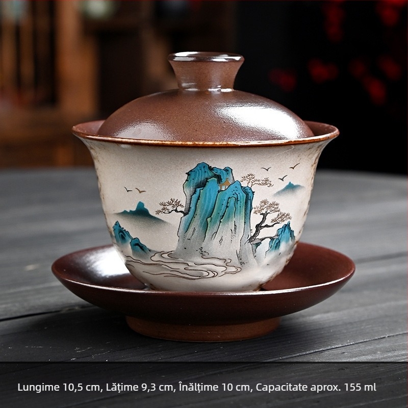 Cească de ceai din ceramică cu aspect de lemn ars, motiv frumusețe din Opera din Beijing, ceașcă mare, cadou personalizabil
