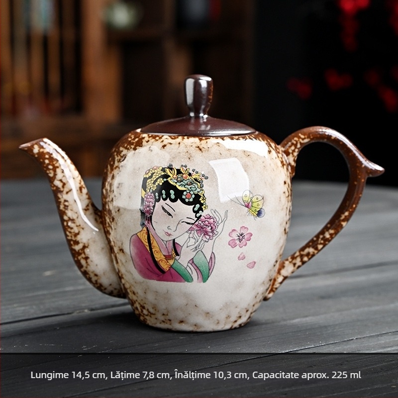 Cească de ceai din ceramică cu aspect de lemn ars, motiv frumusețe din Opera din Beijing, ceașcă mare, cadou personalizabil