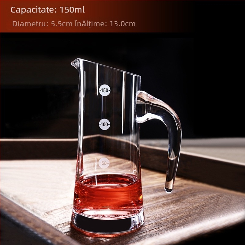 Decantor de vin din sticlă de cristal, cu scară de măsură, pentru vin roșu și alb