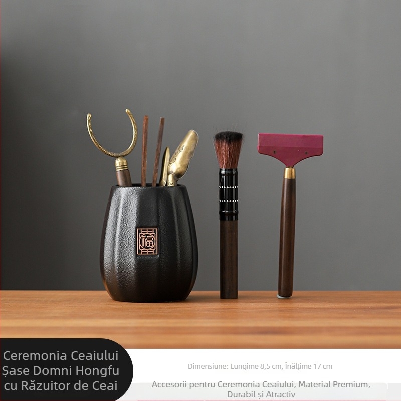 Set ceramic pentru ceremonia ceaiului – șase unelte de ceai, ansamblu pentru prepararea ceaiului, stil luxos discret