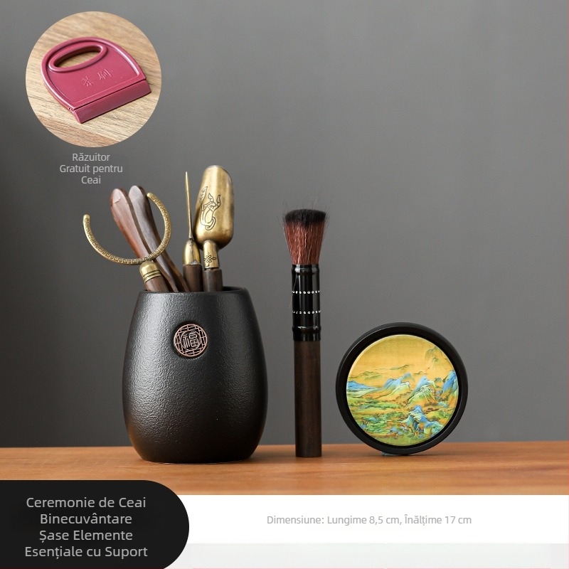 Set ceramic pentru ceremonia ceaiului – șase unelte de ceai, ansamblu pentru prepararea ceaiului, stil luxos discret