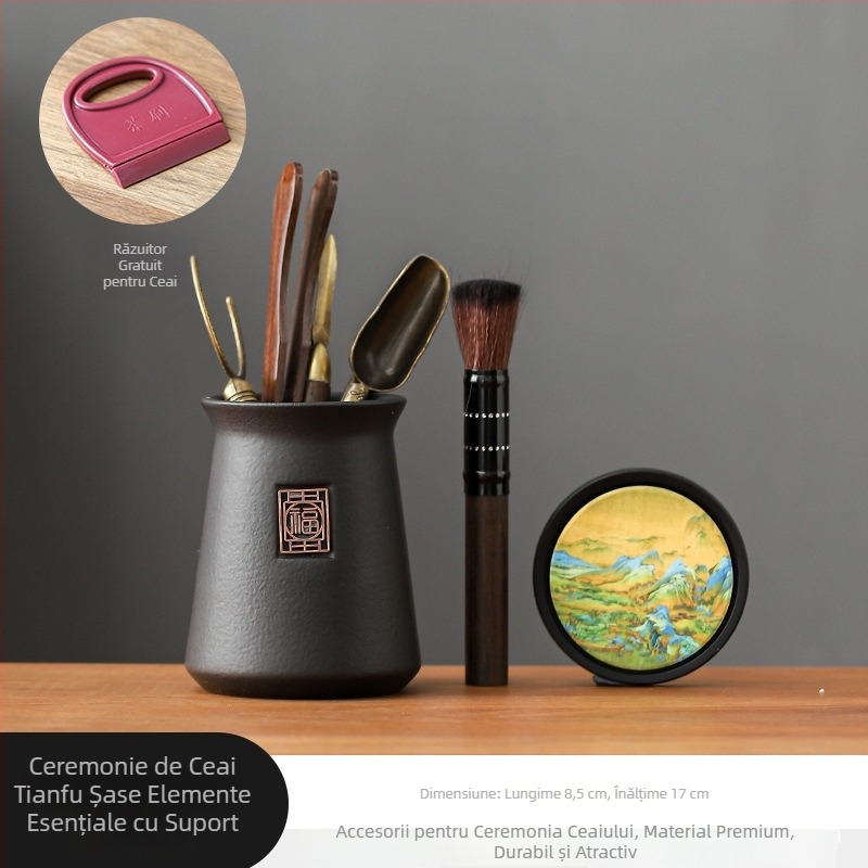 Set ceramic pentru ceremonia ceaiului – șase unelte de ceai, ansamblu pentru prepararea ceaiului, stil luxos discret