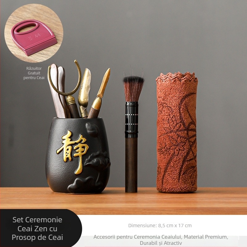 Set ceramic pentru ceremonia ceaiului – șase unelte de ceai, ansamblu pentru prepararea ceaiului, stil luxos discret