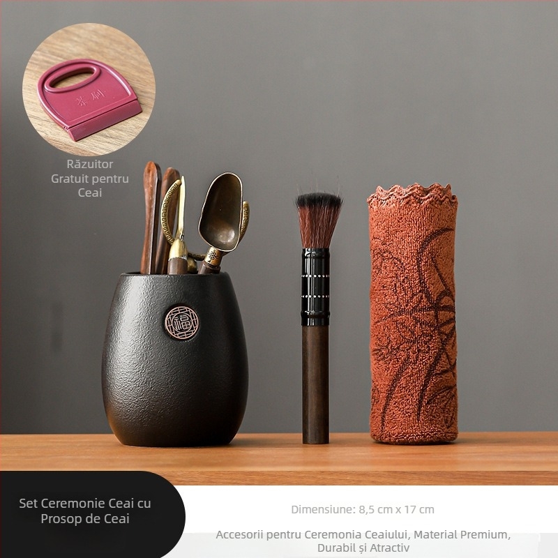 Set ceramic pentru ceremonia ceaiului – șase unelte de ceai, ansamblu pentru prepararea ceaiului, stil luxos discret