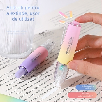 Bandă corectoare cu finisaj cețos, Bandă Macaron, tip apăsați-rotire, miez înlocuibil, 6 m, nuanțe gradient pentru învățământul primar