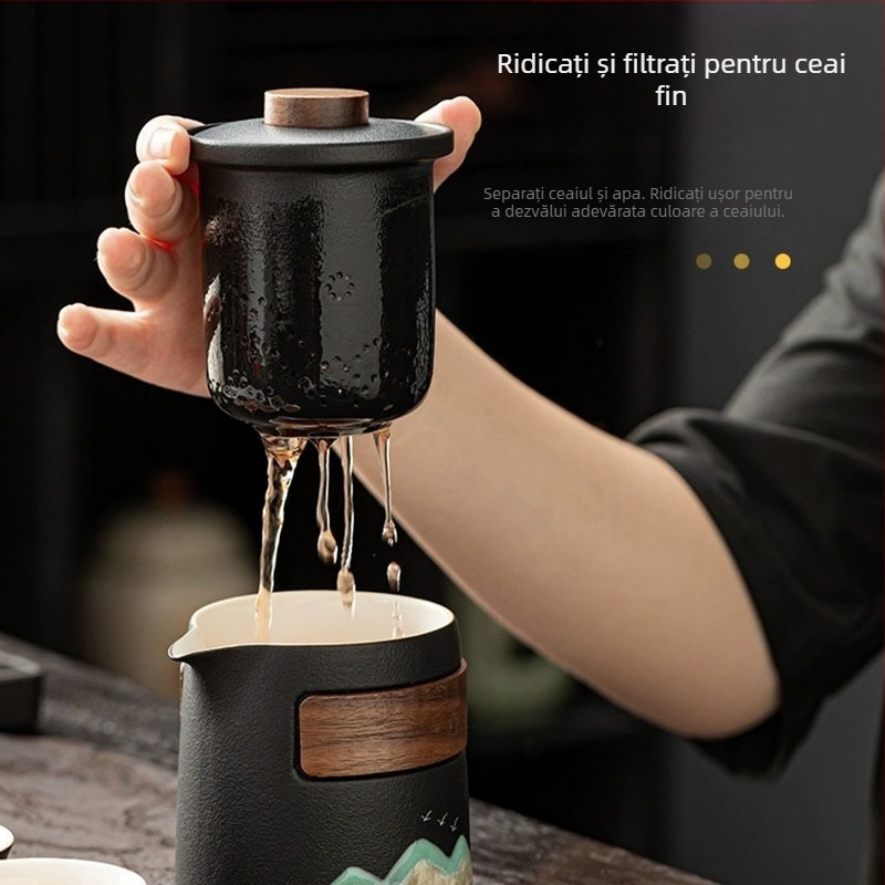 Set de ceai portabil din ceramică, pentru călătorii, utilizare în afaceri și în aer liber, cadou compact