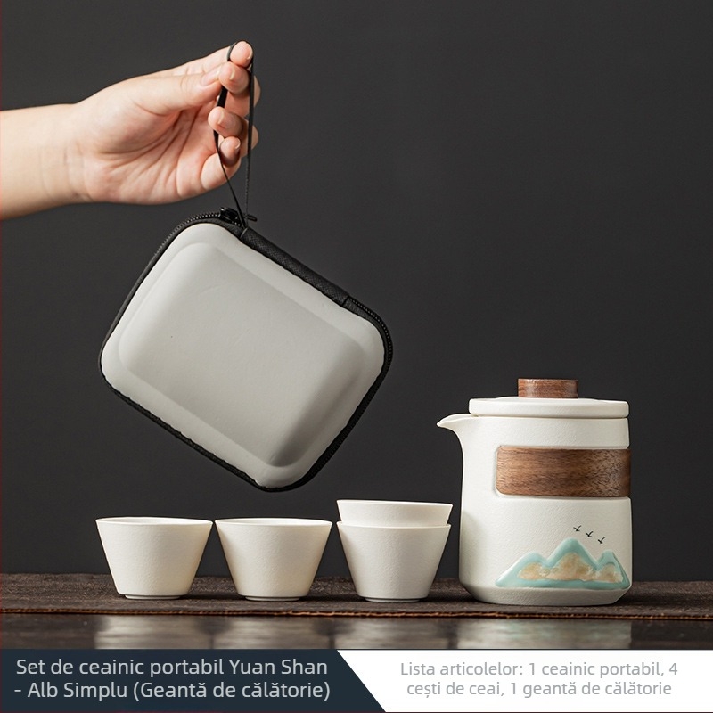 Set de ceai portabil din ceramică, pentru călătorii, utilizare în afaceri și în aer liber, cadou compact