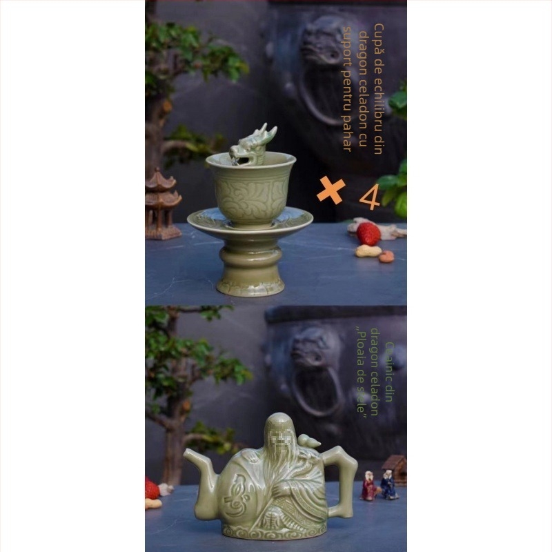 Vas ceramic pentru uz casnic cu gură dublă, în stil chinezesc nou