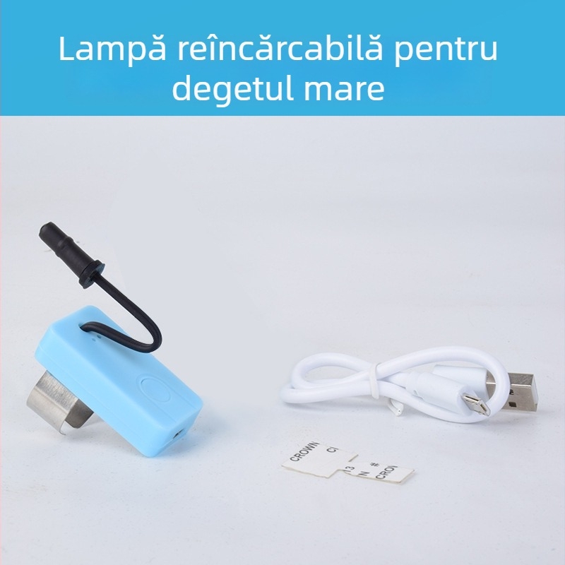 Lampa LED reîncărcabilă pentru deget, pentru curățarea urechii, cu durată lungă a bateriei - instrument profesional de întreținere de precizie