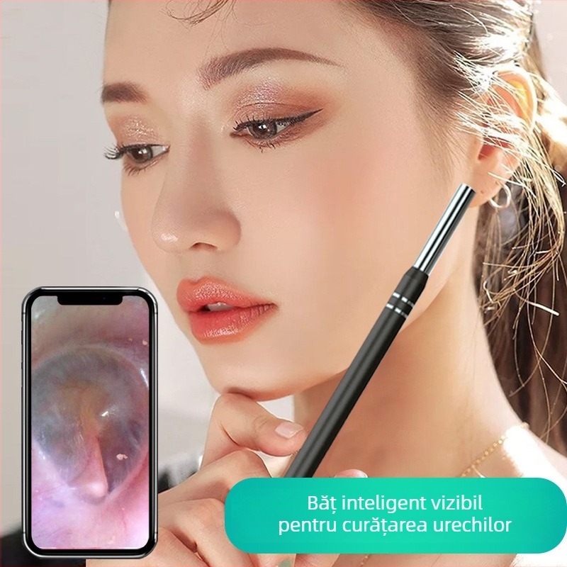 Endoscop auditiv cu vizualizare HD inteligentă, set cu lingurițe pentru urechi, mărire