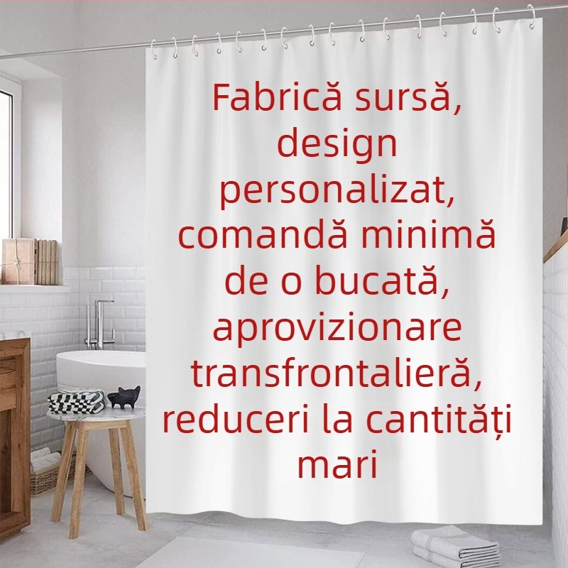 Perdea de duș impermeabilă, imprimată 3D, din poliester, fără găuri de montaj