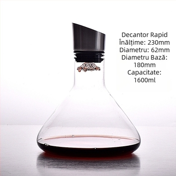 Decanter din cristal pentru vin roșu, gură din oțel, aerare rapidă, design cu vedere la munte