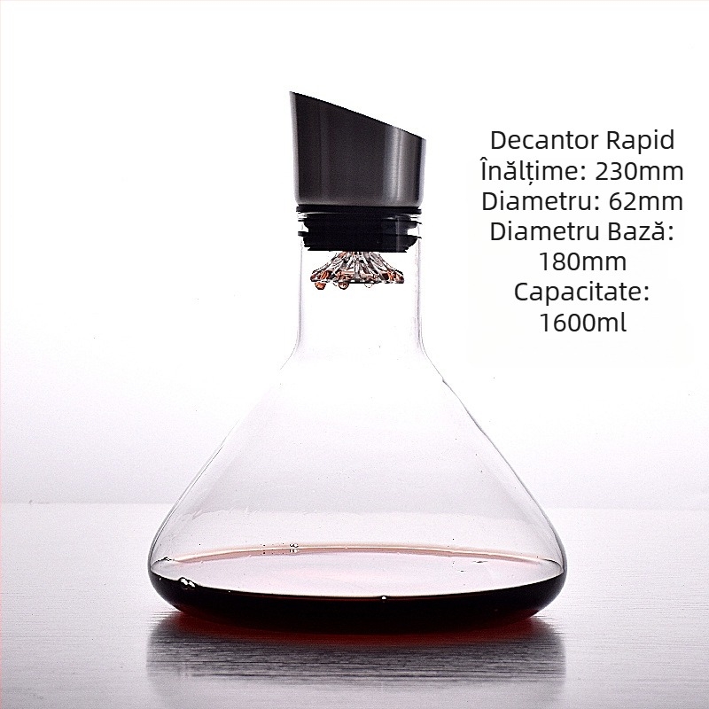 Decanter din cristal pentru vin roșu, gură din oțel, aerare rapidă, design cu vedere la munte
