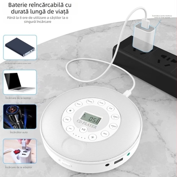 Aparat portabil CD cu funcție de învățare și repetare, redare muzică prin USB și radio în stil Walkman
