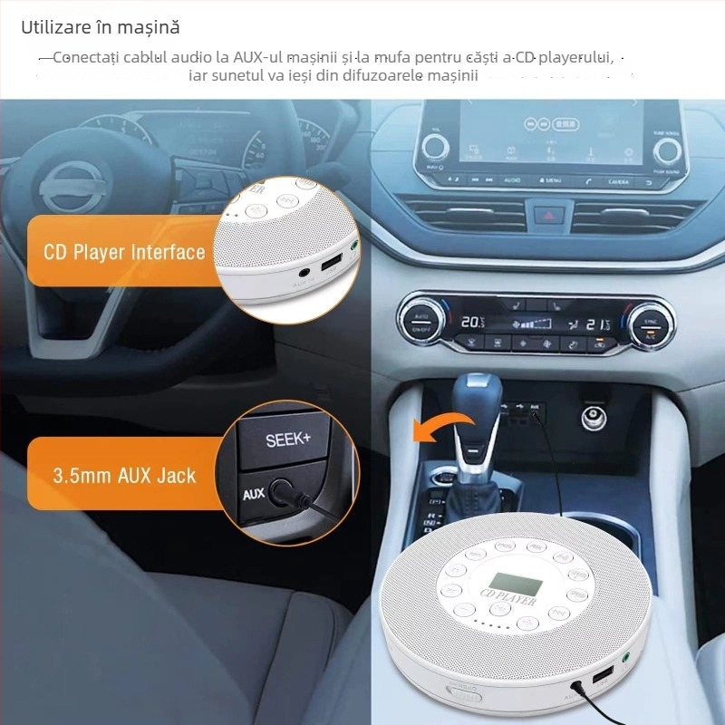 Aparat portabil CD cu funcție de învățare și repetare, redare muzică prin USB și radio în stil Walkman