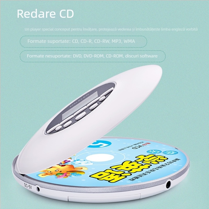 KECAG CD player portabil cu redare MP3, repetare în engleză, album muzical personalizat