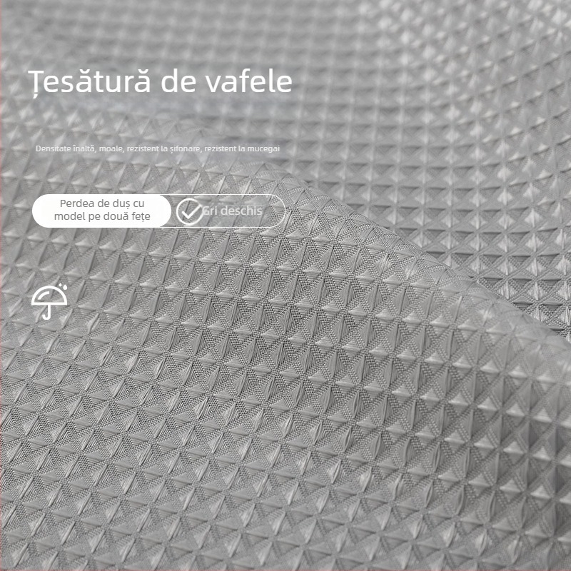 Draperie de duș geometrică din poliester impermeabilă pentru baie, montaj fără găuri
