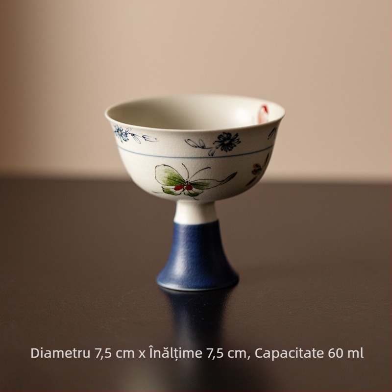 Set de ceai Kung Fu în stil antic, cu design roz de orhidee-fluture, include gaiwan, cești de ceai și ceainic ceramic — set complet pentru camera de ceai premium