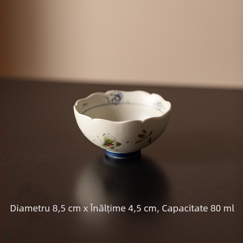 Set de ceai Kung Fu în stil antic, cu design roz de orhidee-fluture, include gaiwan, cești de ceai și ceainic ceramic — set complet pentru camera de ceai premium