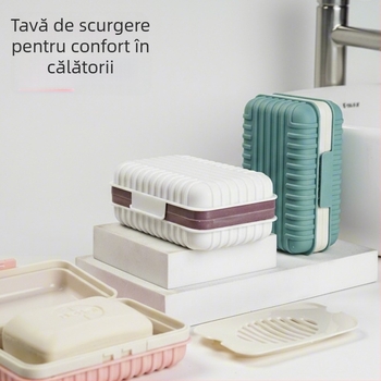Cutie de săpun pătrată pentru călătorii, montată pe perete, cu capac – design îngroșat pentru baie