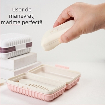 Cutie de săpun pătrată pentru călătorii, montată pe perete, cu capac – design îngroșat pentru baie