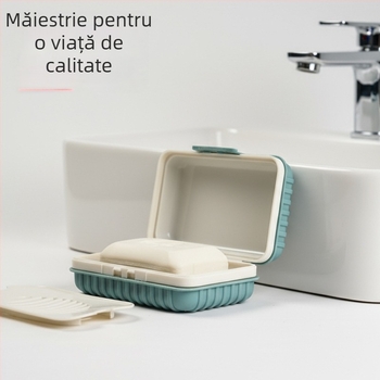 Cutie de săpun pătrată pentru călătorii, montată pe perete, cu capac – design îngroșat pentru baie