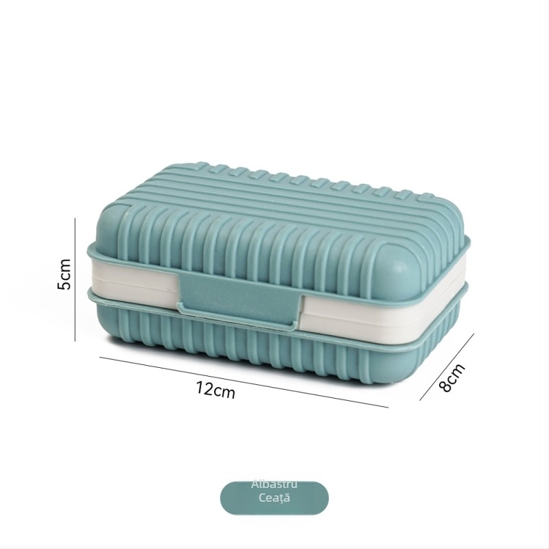 Cutie de săpun pătrată pentru călătorii, montată pe perete, cu capac – design îngroșat pentru baie