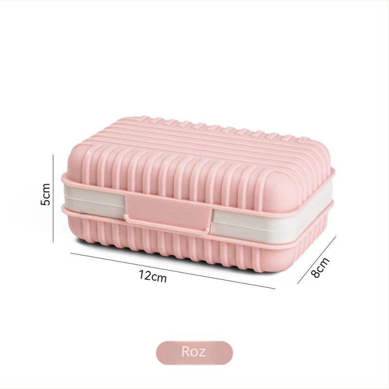 Cutie de săpun pătrată pentru călătorii, montată pe perete, cu capac – design îngroșat pentru baie