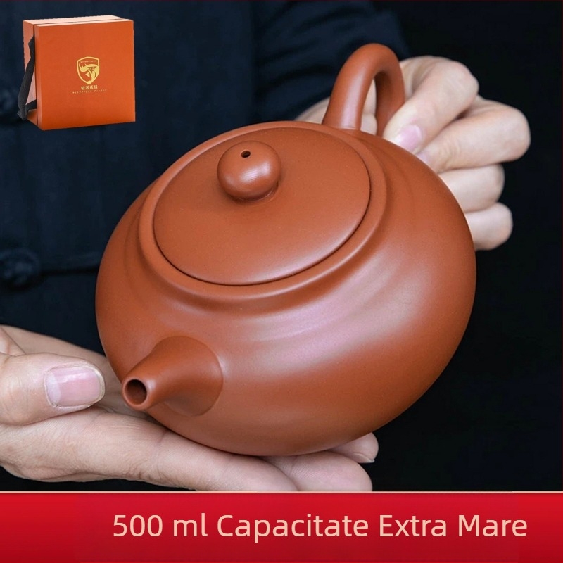 Dahongpao Ceainic din lut purpuriu, lucrat manual, în stil autentic antic, capacitate mare, ceainic Xishi, pentru prepararea acasă a ceaiului, set Kung Fu ceai