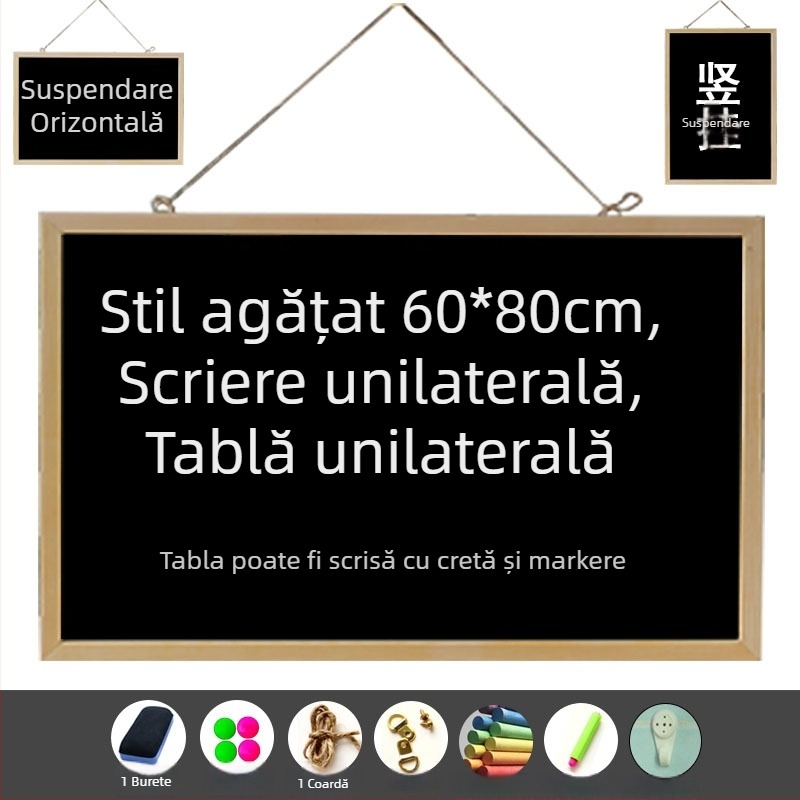 Tablă magnetică din lemn cu două fețe, 60 × 80 cm, pentru desene ale copiilor și notițe de birou