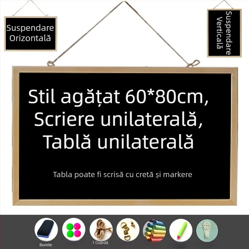 Tablă magnetică din lemn cu două fețe, 60 × 80 cm, pentru desene ale copiilor și notițe de birou