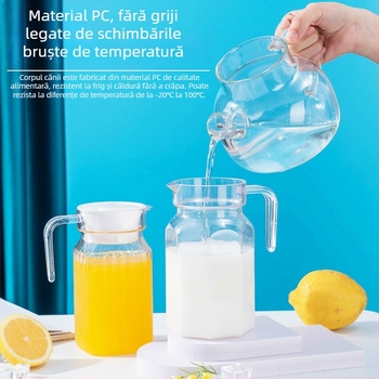 Carafă din acril cu dungi, carafă din plastic pentru apă rece, design octagonal, pentru ceai și băuturi, rezistentă la temperaturi înalte