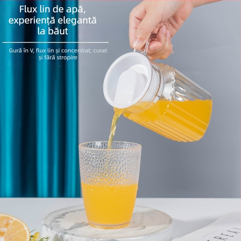 Carafă din acril cu dungi, carafă din plastic pentru apă rece, design octagonal, pentru ceai și băuturi, rezistentă la temperaturi înalte